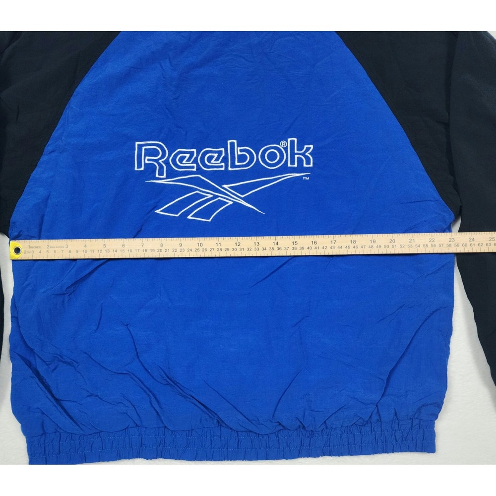 Vintage Reebok Windbreaker Jacket Mens Large Blue Nylon Full Zip 90s Logo - Picture 8 of 9